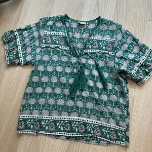 SZ Blockprints for J. Crew Tie front top